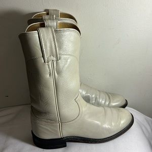 Vintage Justin Women's size 5 1/2 B Roper Cowgirl Boots L3713 Pearl White